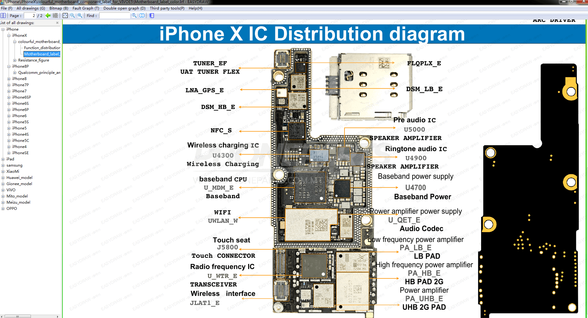 Iphone 11 схема платы с расположением элементов