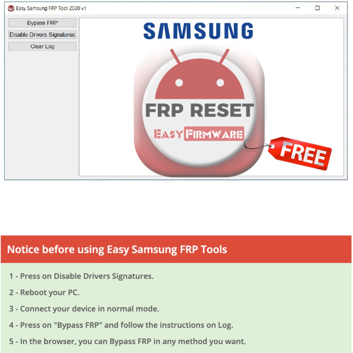 easy samsung frp tool 2020 v1 free download for pc