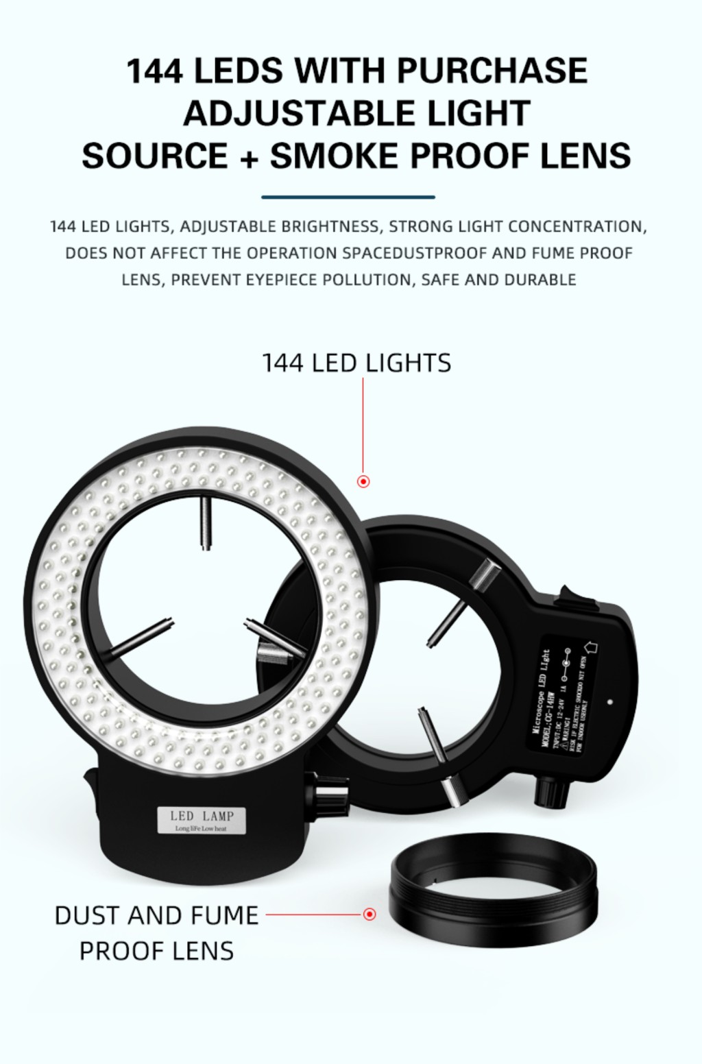 RF4 TRINOCULAR HD MICROSCOPE DOUBLEARM BOOM STAND RF6565PRO 3 (NEW
