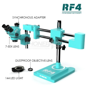 RF4 TRINOCULAR MICROSCOPE DOUBLE ARM BOOM STAND  RF-7050-TVW
