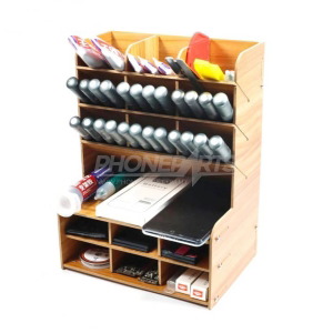 LUOWEI LW-M3 Multi-Grid Desktop Parts Wooden Storage Box