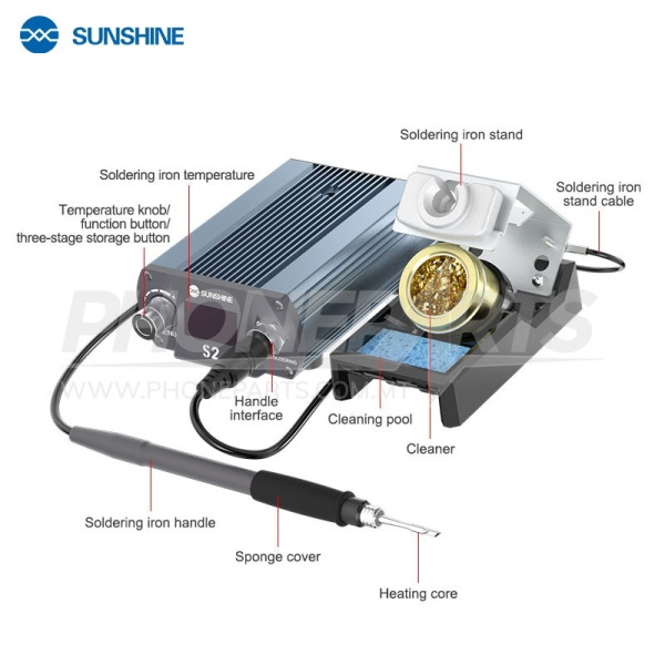 08 SUNSHINE S2 210 Precision Soldering Station (Universal C210 Soldering Iron Tips)