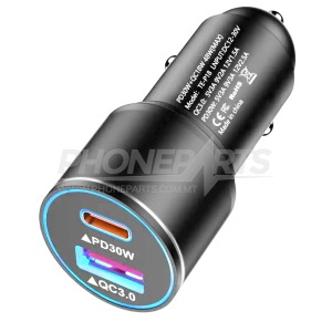 Dual Port Car CHARGER (PD / QC 3.0) (48W) - Black