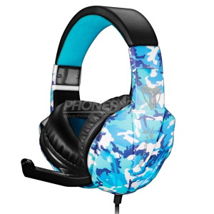 Techmade gaming headset for smartphone PC console (TM-FL1-CAMBLU) camouflage blue