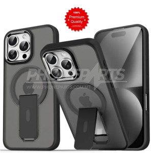 Acrylic Hybrid TPU MagSafe Holder Case For IPhone 16 Pro / Pro Max (Black)