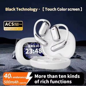 Q16 Pro OWS Bluetooth 5.4 Wireless Headphones With Intelligent Display (Silver/Grey)