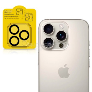 Full cover tempered glass camera protector iPhone 16 series (black)