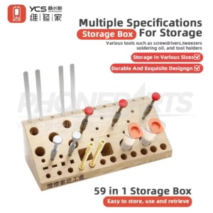 YCS 59 IN 1 Wooden Storage Box For Mobile Phone Screwdriver Tweezers