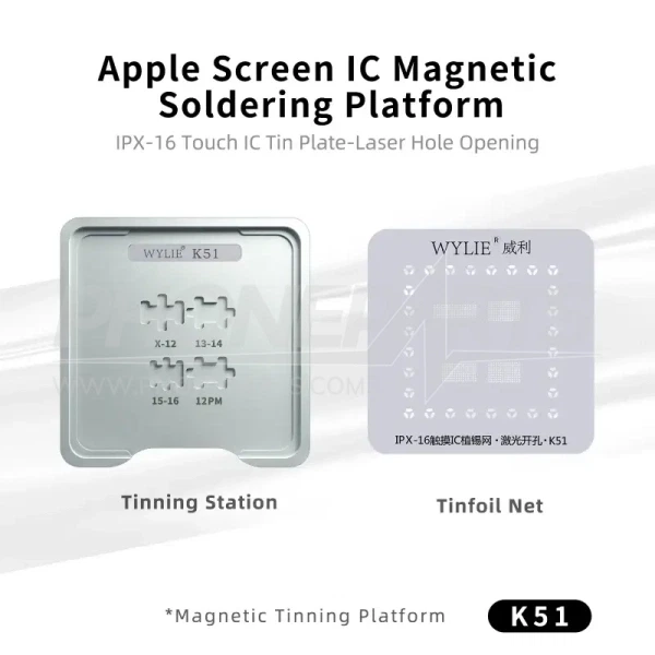 WYLIE K51 Touch Screen IC Soldering Magnetic Tinning Platform for iPhone X-16PM-2 WYLIE Touch Screen IC Soldering Magnetic Tinning Platform for iPhone X-16PM