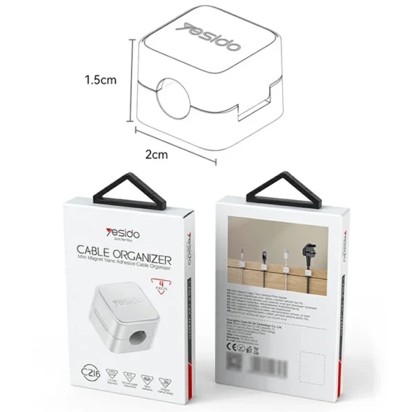yesido-magnetic-cable-clips-cord-organizer-with-nano-gel-adhesive-4-pcs-black-6 Yesido Magnetic Cable Clips Cord Organizer with Nano Gel Adhesive (4-PCS WHITE)