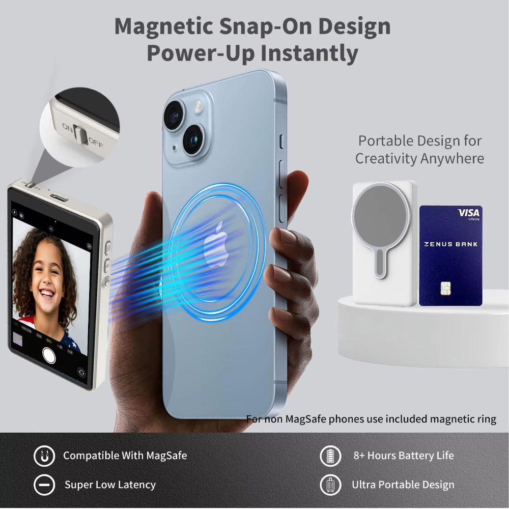 5" Magnetic Vlog Selfie Monitor Screen For IPhone - Back Camera Monitor
