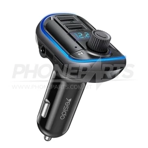 Yesido Y44 | Bluetooth FM Transmitter for Car – Dual USB Charger, Battery Voltage & Audio Adapter