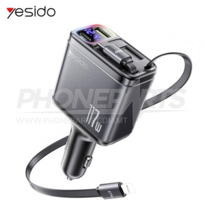 Yesido Y63 117W LED Power Display With Telescopic Cable USB & TC Ports Fast Charging Car Charger