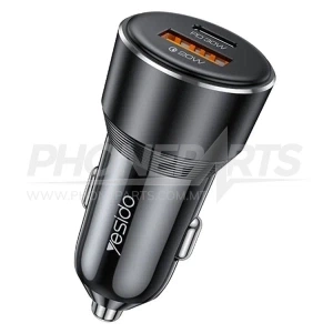Yesido Y64 | 50W Dual Port Super Fast Car Charger PD 30W USB-C + QC 20W USB-A
